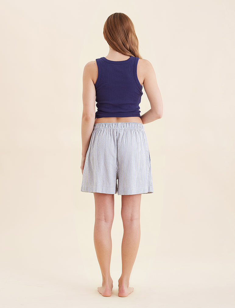 Sabine Seersucker Stripe Boyfriend Short