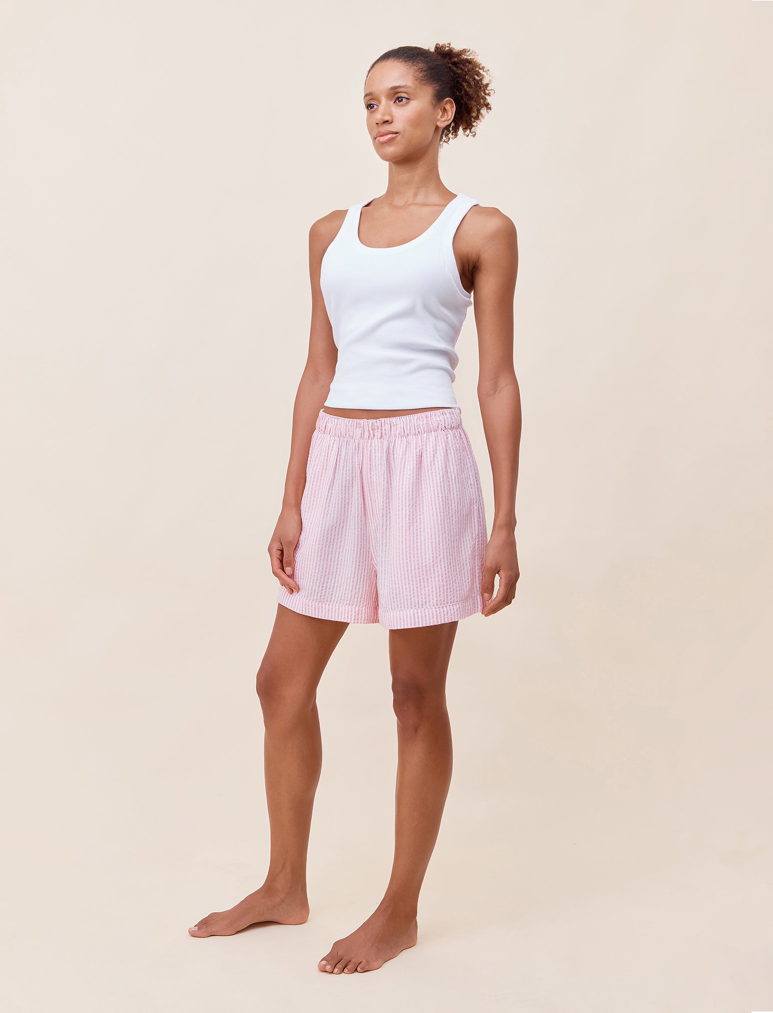 Sabine Seersucker Stripe Boyfriend Short