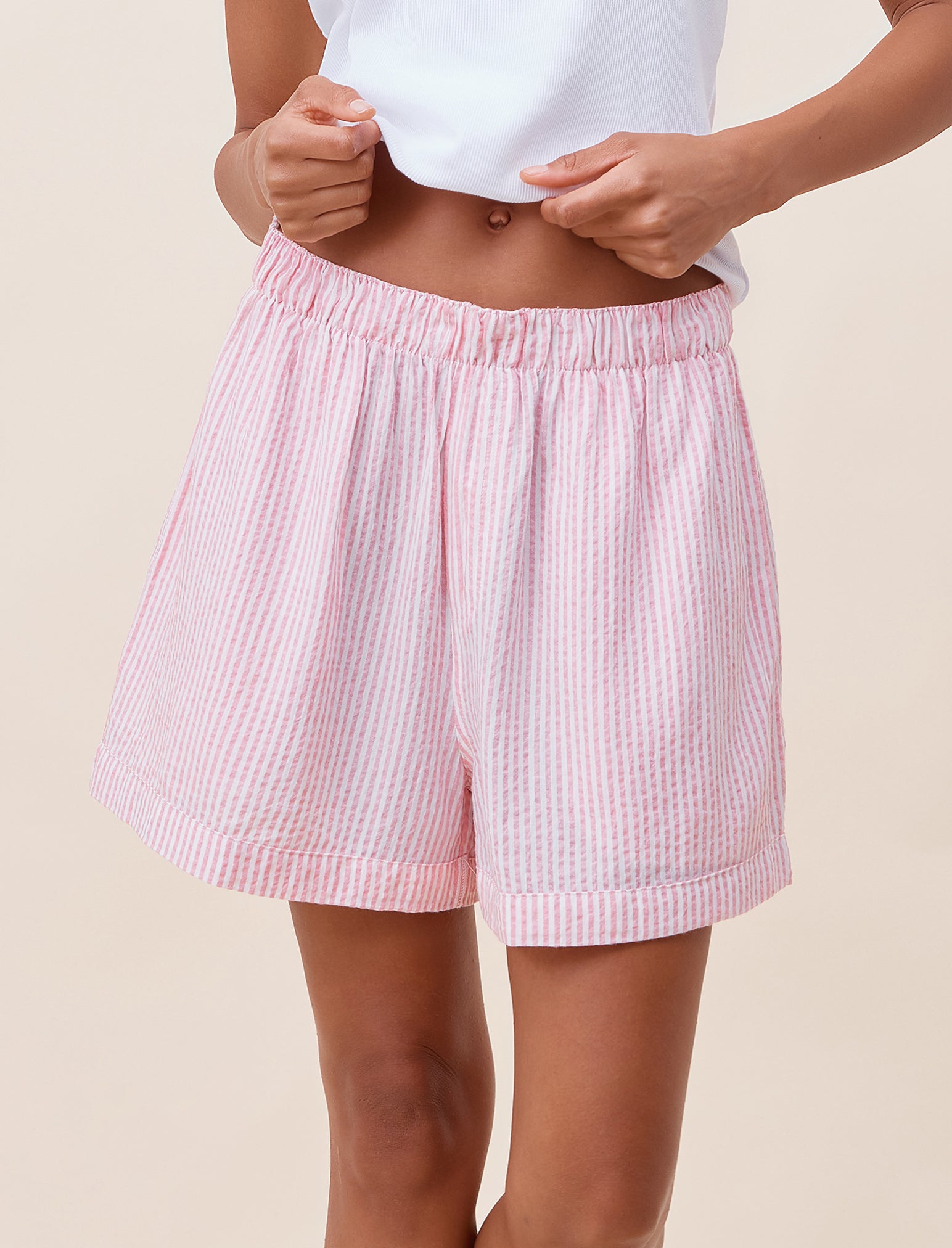 Sabine Seersucker Stripe Boyfriend Short