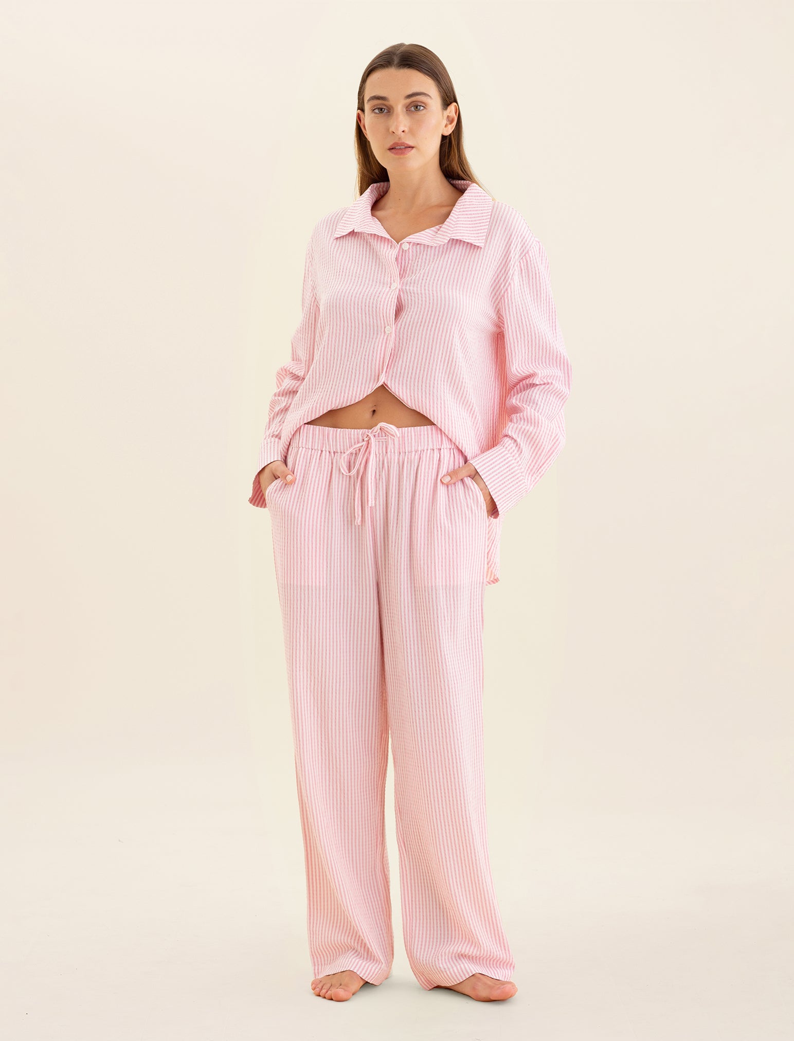 Sabine Seersucker Stripe Full Length Pant