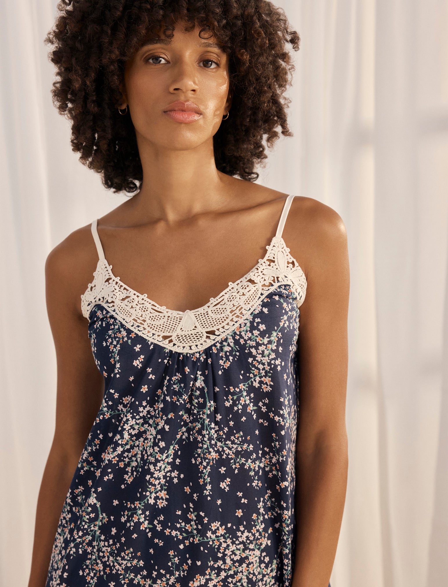Cheri Blossom Lace Front Maxi Nightgown