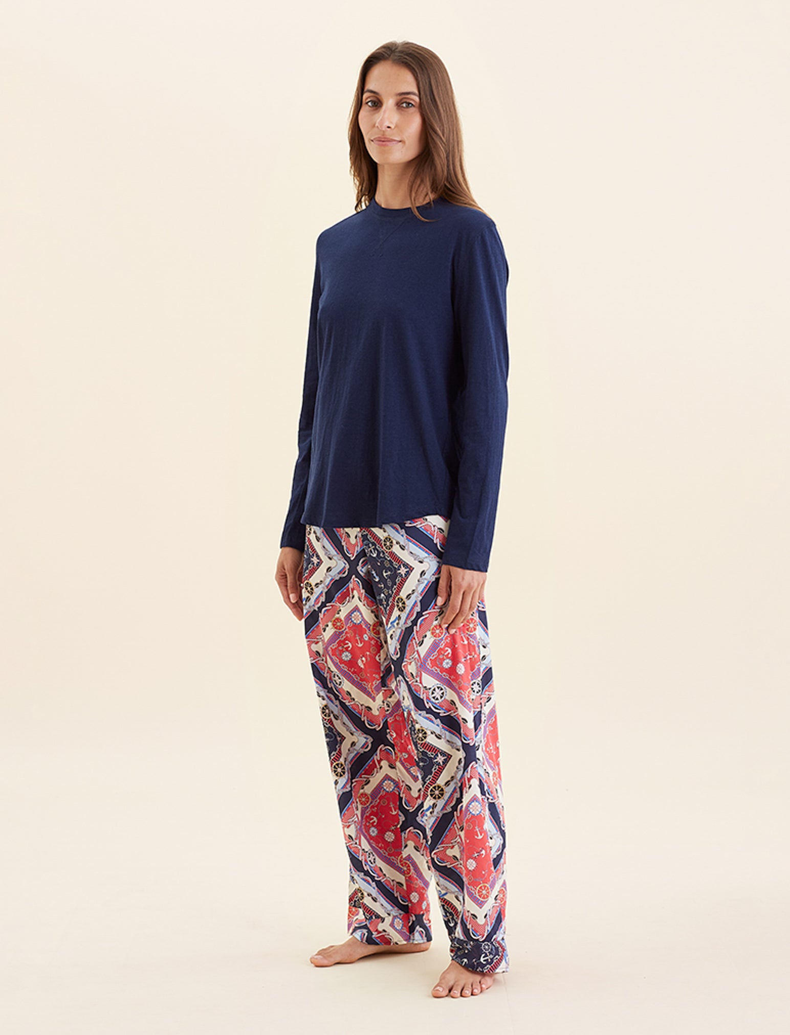 Marine Pant and Organic Cotton Knit Long Sleeve Tee