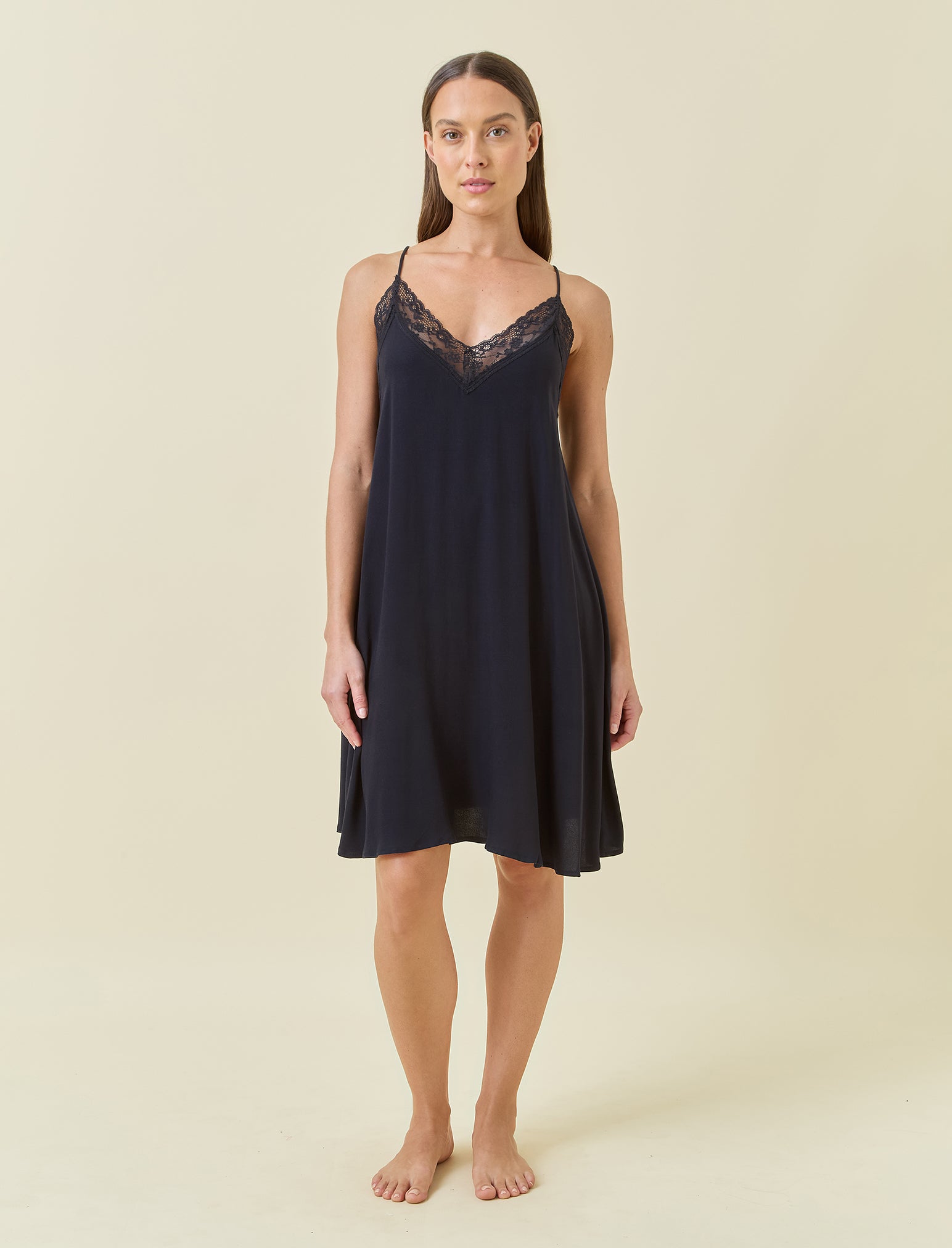 Talia Lace Front Midi Nightgown