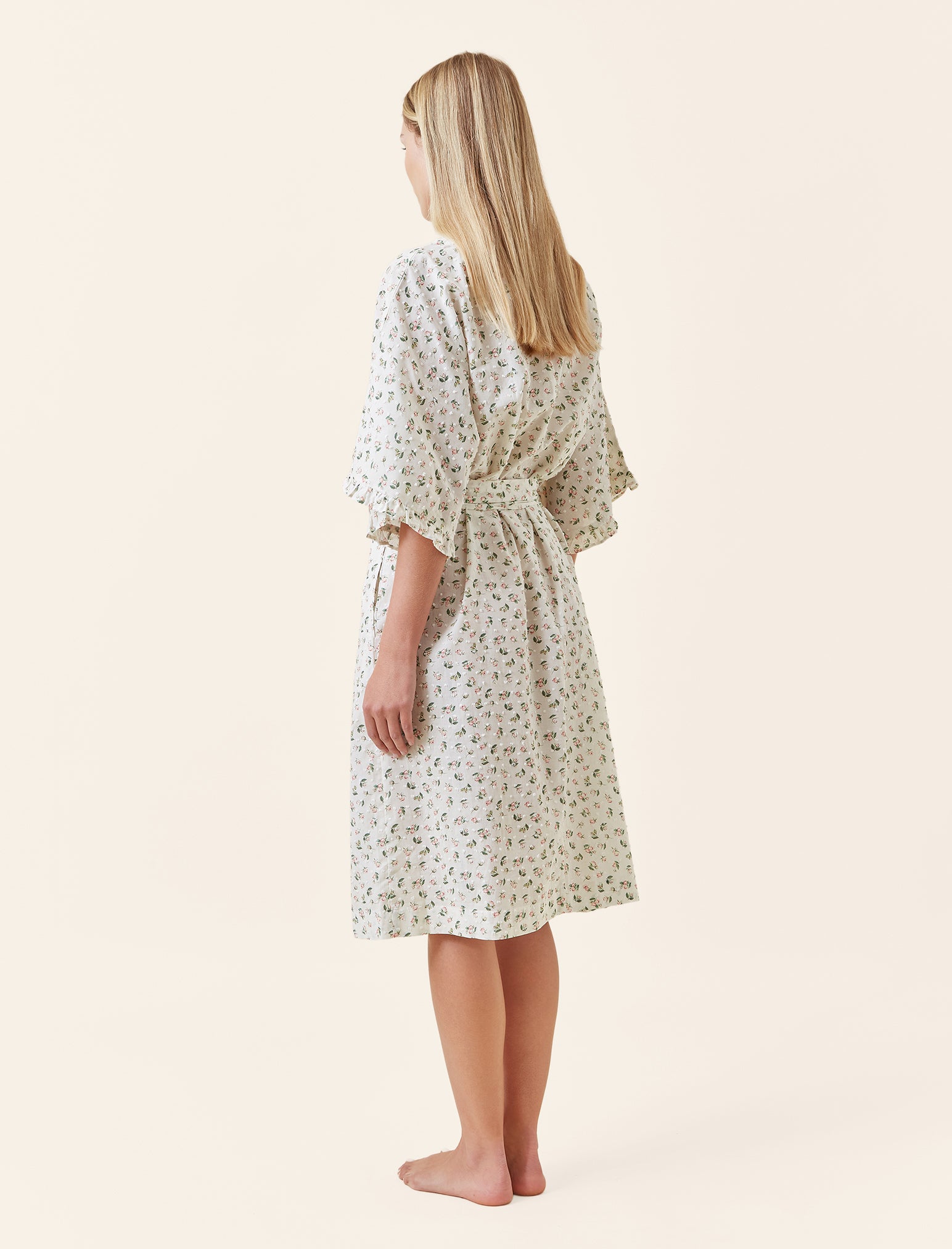 Swiss Dot Lace Kimono Midi Robe