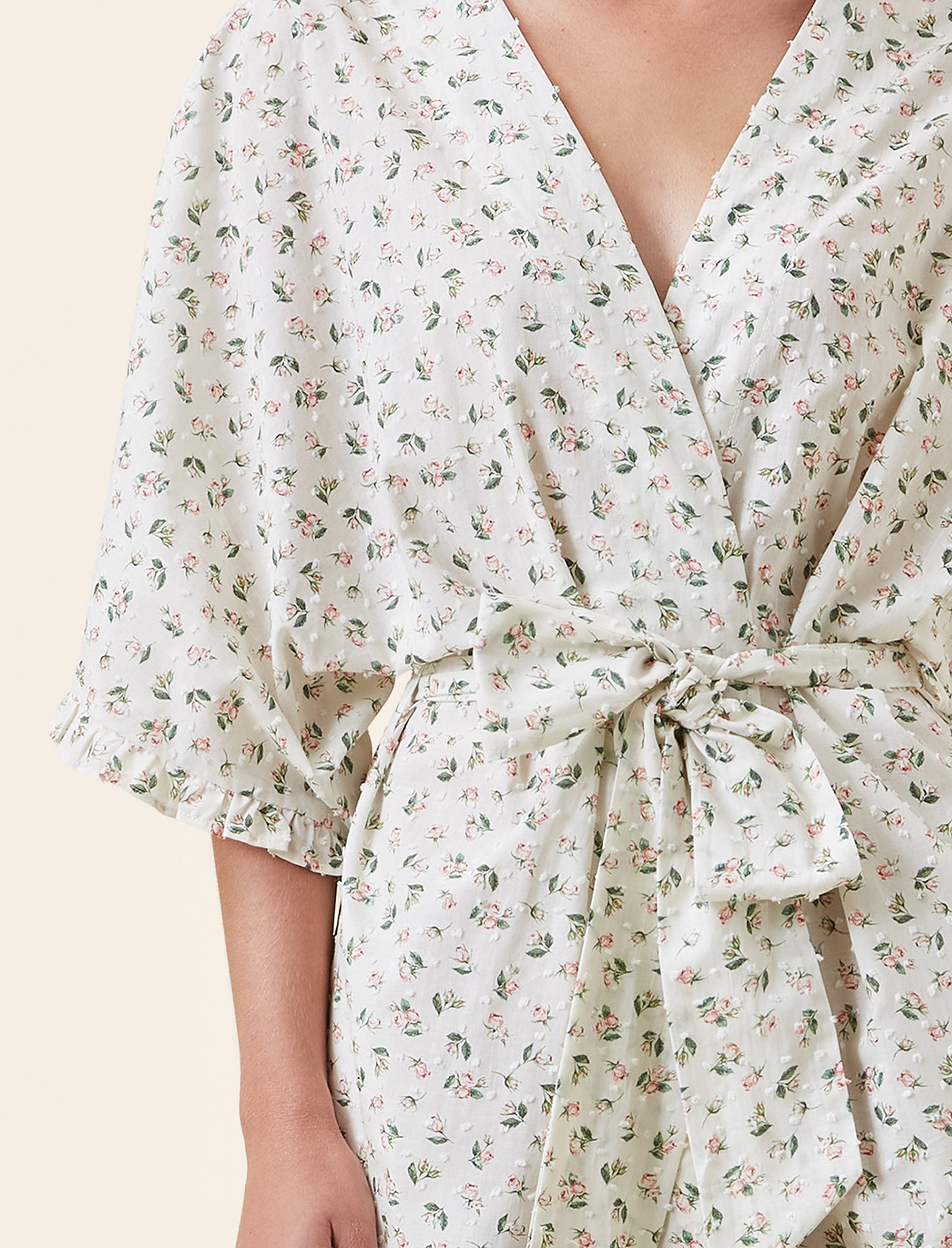 Swiss Dot Lace Kimono Midi Robe