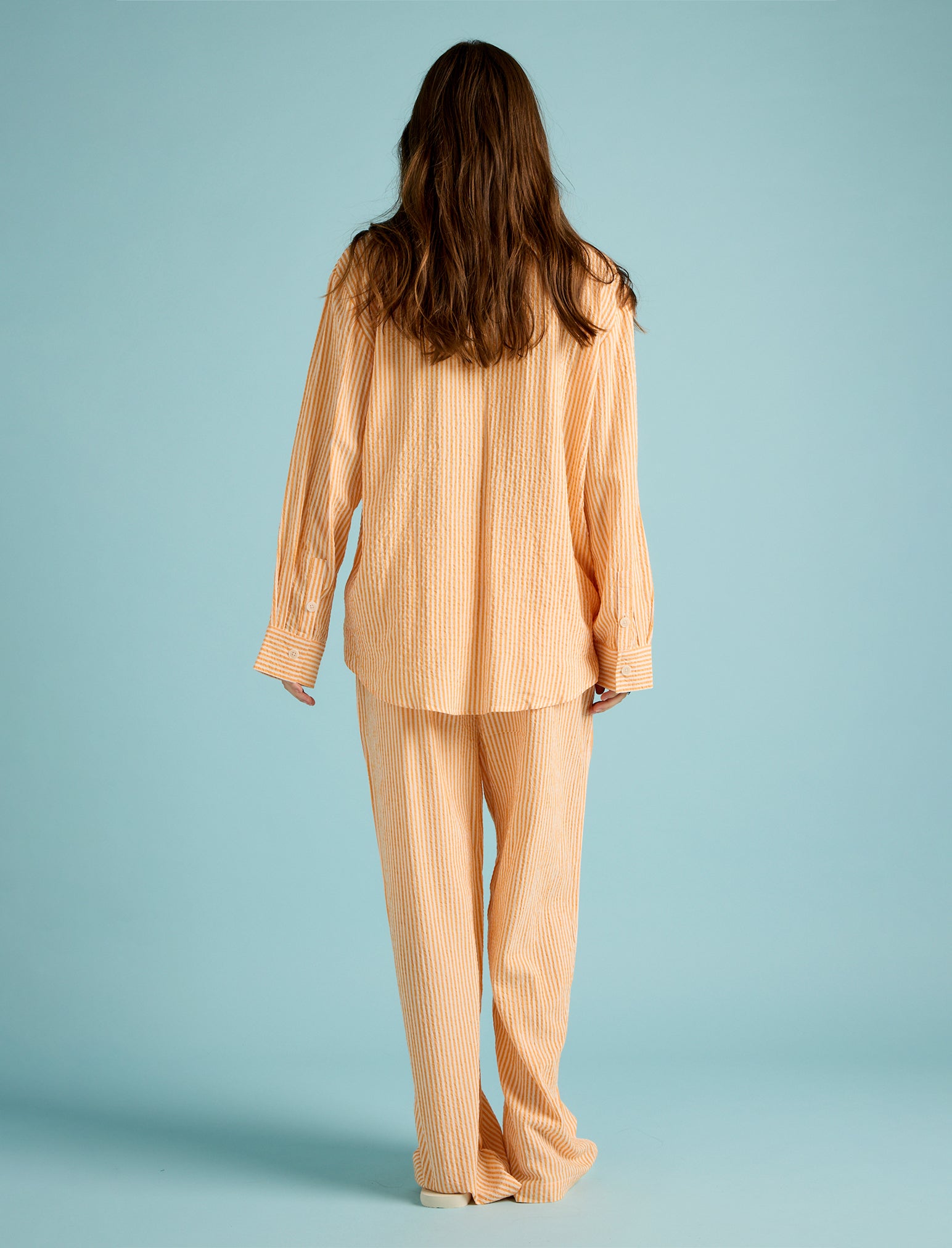 Karen Walker Seersucker Stripe Full Length PJ Set