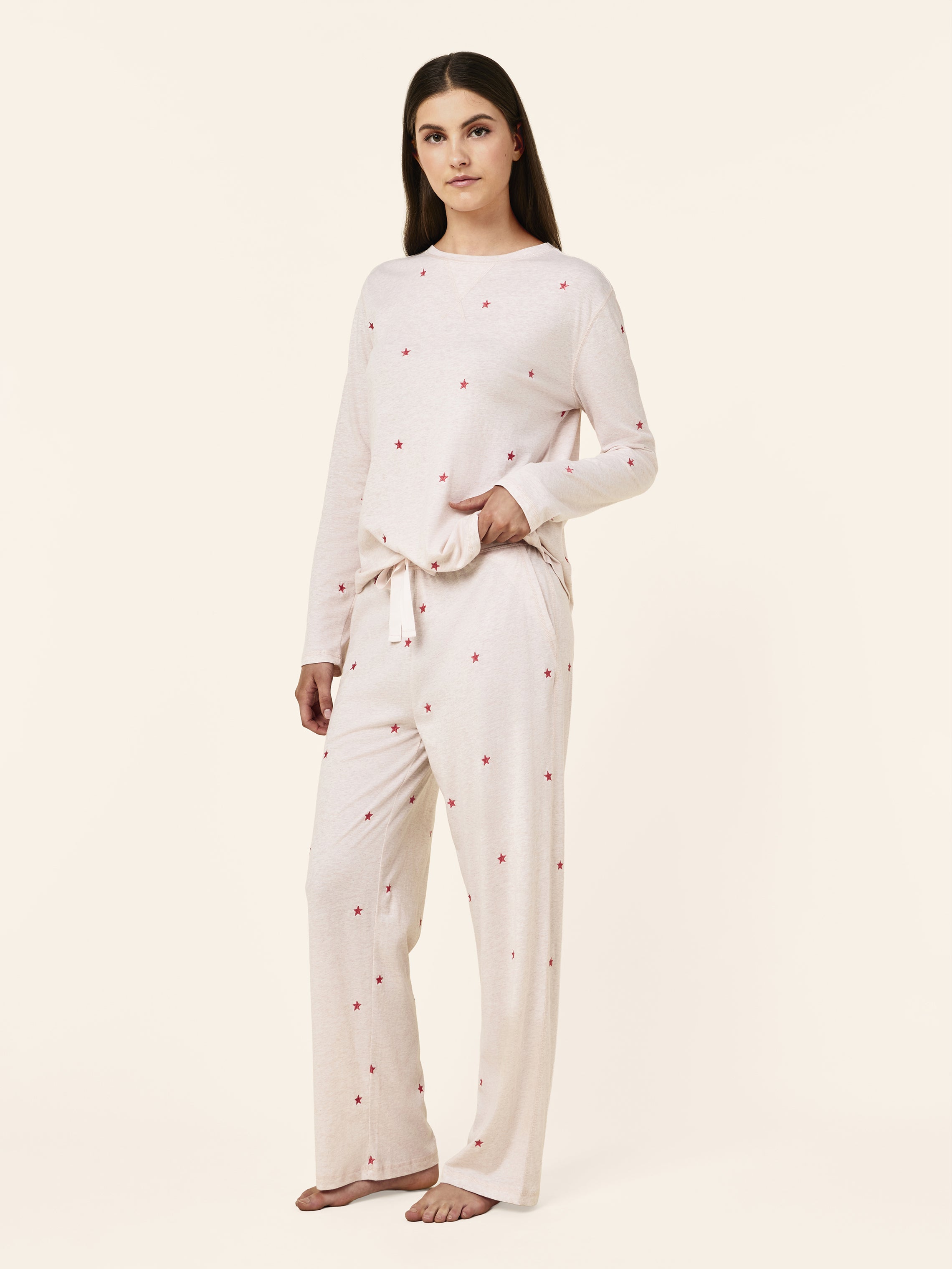 Jada Stars Cotton Long Sleeve Tee and Straight Leg Pant