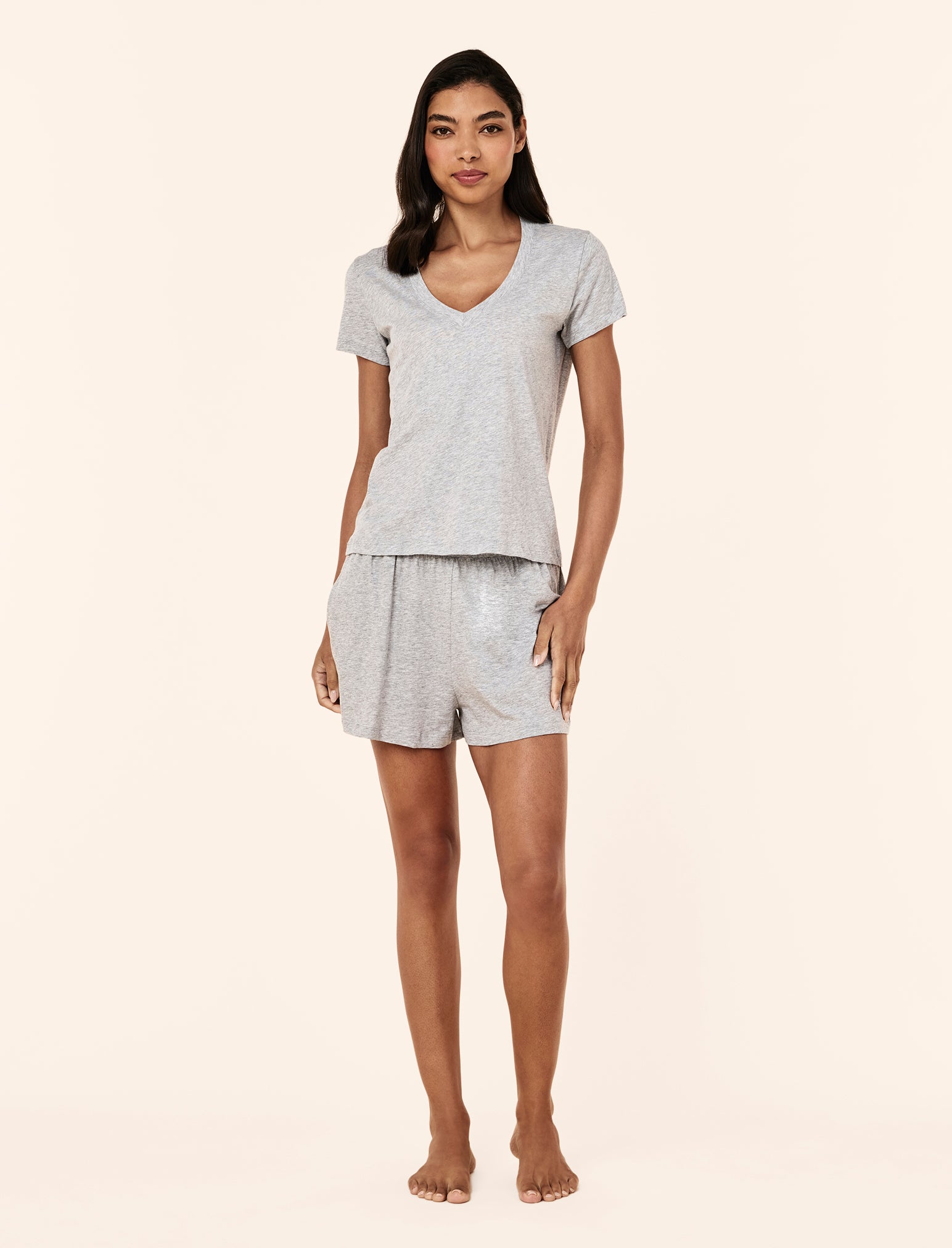 Jada Organic Cotton Knit V Neck Tee