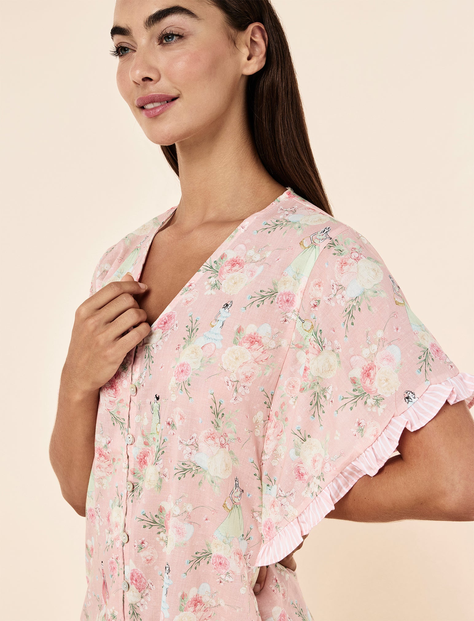 Blush Baskets Frill Midi Nightie