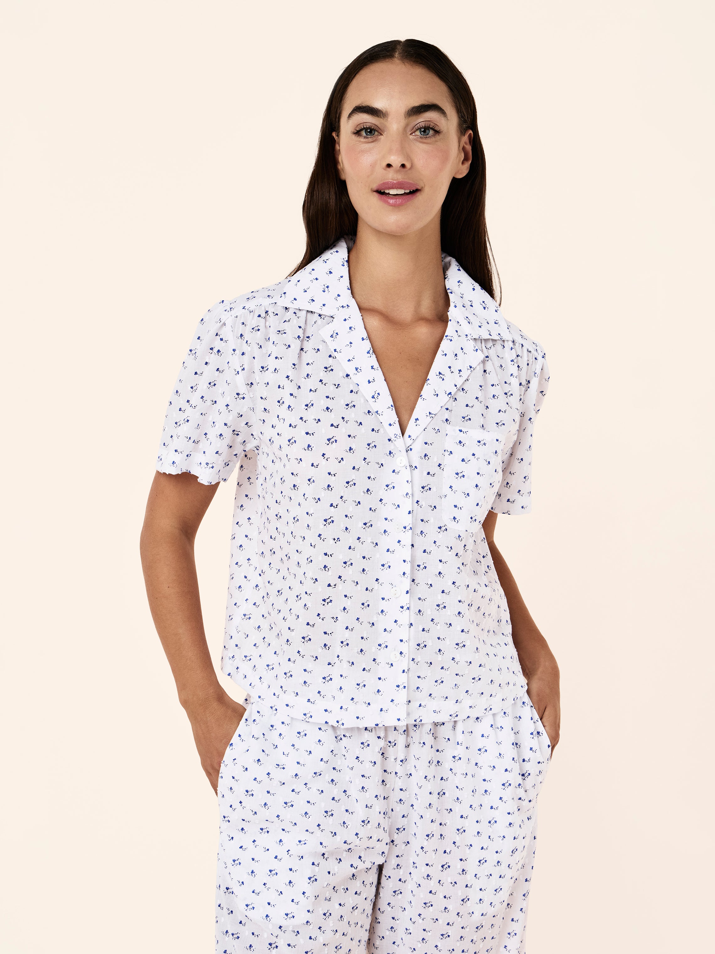 Swiss Dot Short Sleeve Crop PJ Set