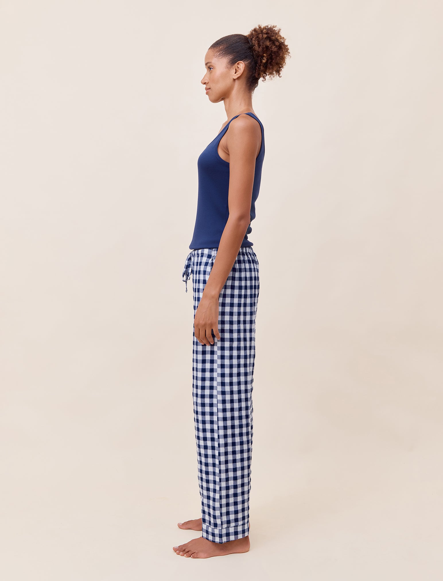 Seersucker Gingham Full Length Pant