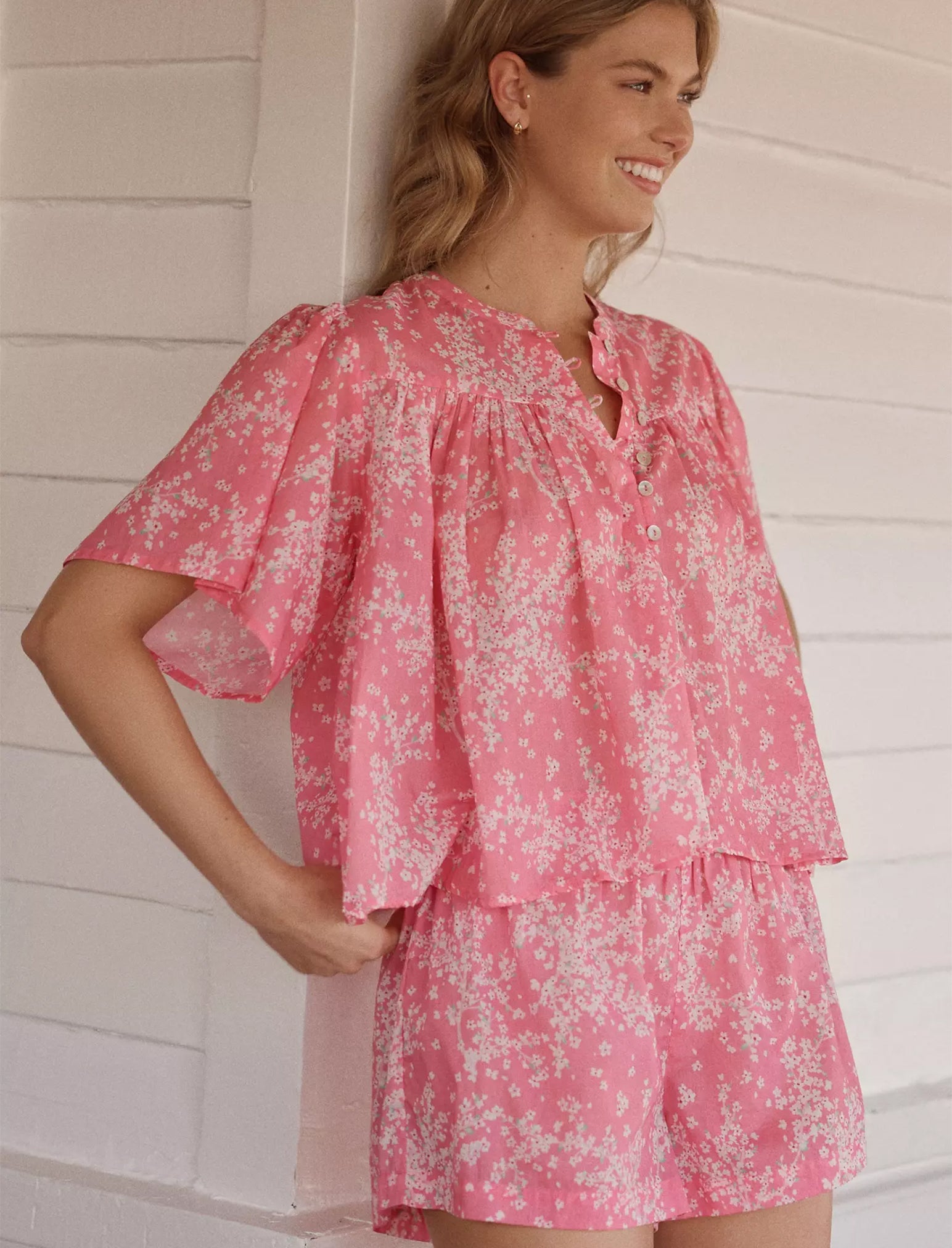 Cheri Blossom Gathered Boxer PJ Set