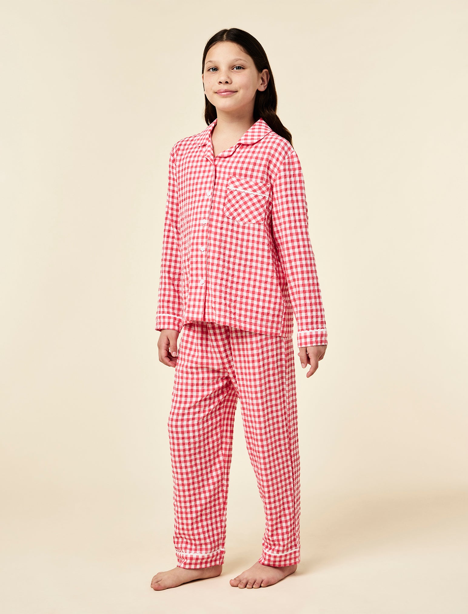 Kids Seersucker Full Length PJ Set